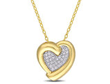 1/6 Carat (ctw) Diamond Heart Pendant Necklace in Yellow Plated Silver with Chain